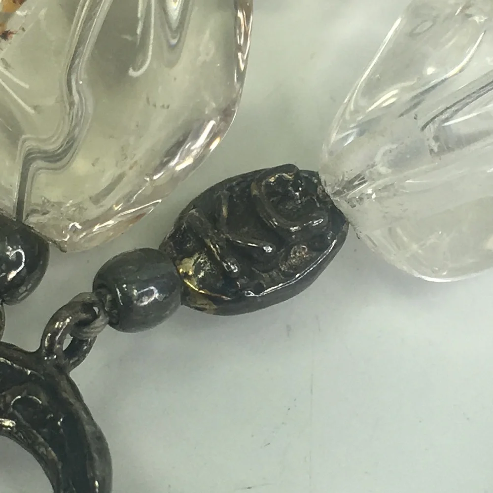 Kenneth Cole Bold Statement Necklace clear chunky glass Vintage triple strand - Picture 5 of 6